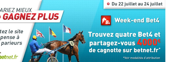 4000 euros de cagnotte sur Betnet ce weekend 4000 euros de cagnotte sur Betnet ce weekend