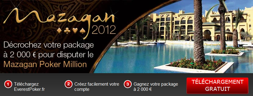 Mazagan 2012 : gagnez votre package de 2000€ pour le Mazagan Poker Million Mazagan 2012 : gagnez votre package de 2000€ pour le Mazagan Poker Million