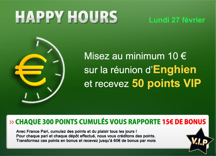 Happy Hours sur les paris hippiques de France Pari Happy Hours sur les paris hippiques de France Pari
