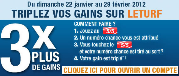 Triplez vos gains aux paris hippiques sur LeTurf Triplez vos gains aux paris hippiques sur LeTurf