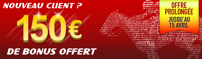 Zeturf prolonge son bonus de 150€ au 15 avril 2012 Zeturf prolonge son bonus de 150€ au 15 avril 2012