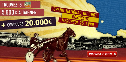 Cagnotte de 5.000 euros sur Zeturf pour le GNT de Bordeaux Cagnotte de 5.000 euros sur Zeturf pour le GNT de Bordeaux